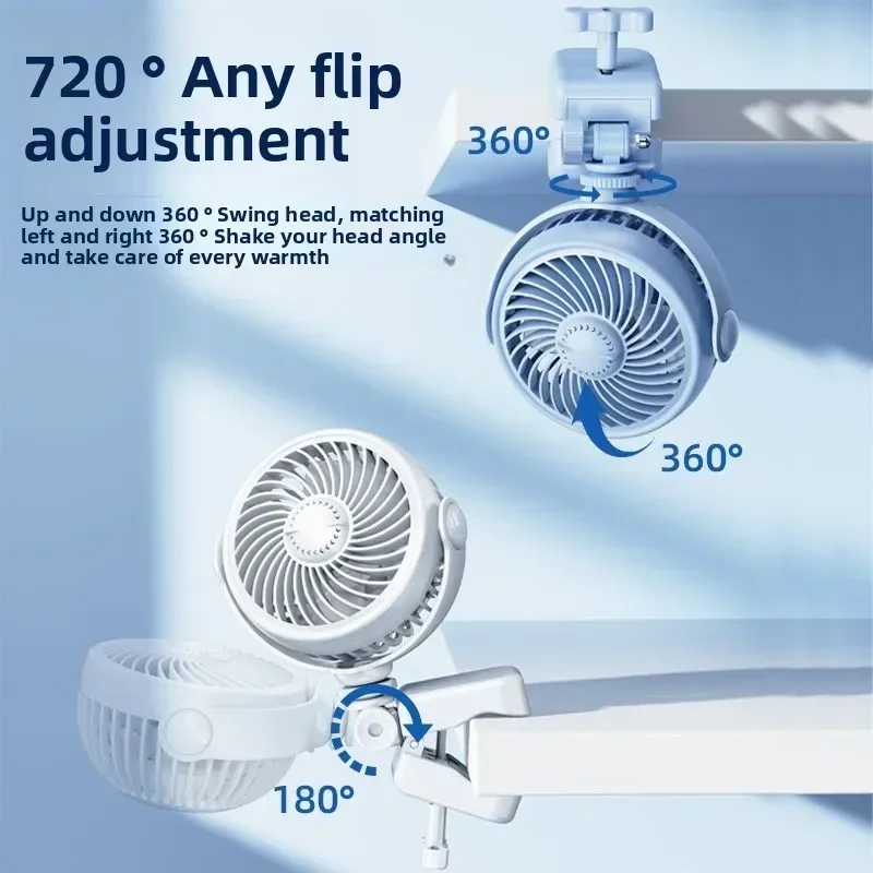 Durable Car Small Fan Clamping Type Rechargeable Car Roof Visor Clamping Fan Silent High Wind USB Fan Pure Copper Brushl