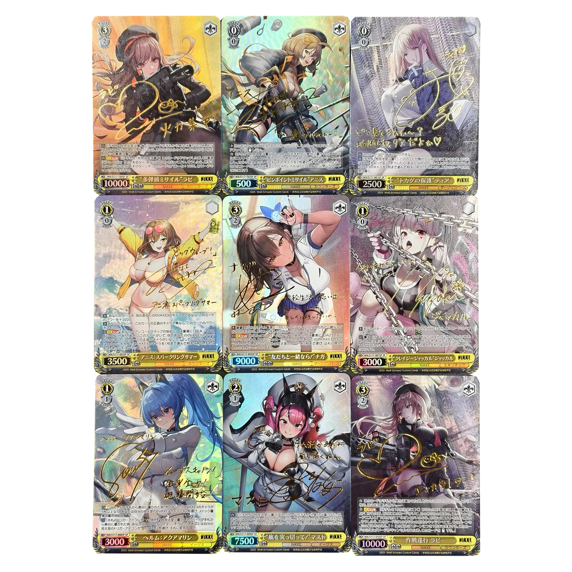 

9 шт./компл. Diy Nikke The Goddess of Victory Ws Коллекционная карта Преломление Цветная вспышка Gold Hot Mao Power Аниме Карта Подарочные игрушки