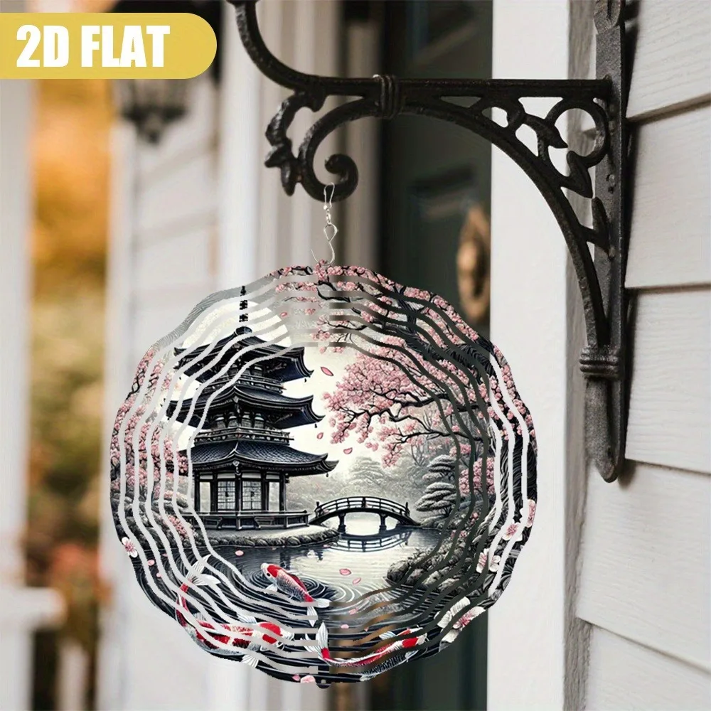

Japanese Garden Koi Fish Wind Spinner 10 Inch Metal Wind Chimes Outdoor Decor 360 Rotating Ornament for Patio