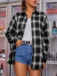 Spring Plaid Shirt Women Button Up Shirts Casual Long Checkered Shirts Female Long Sleeve Blouses Fashion Streetwear