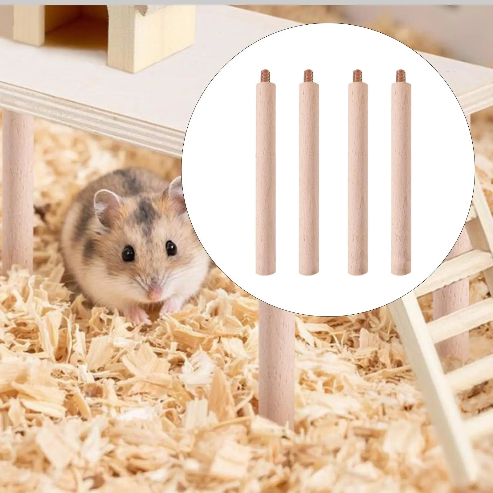 4 قطع من أرجل منصة الهامستر الخشبية متعددة الوظائف لأعمدة مخبأ بيت الحيوانات الأليفة