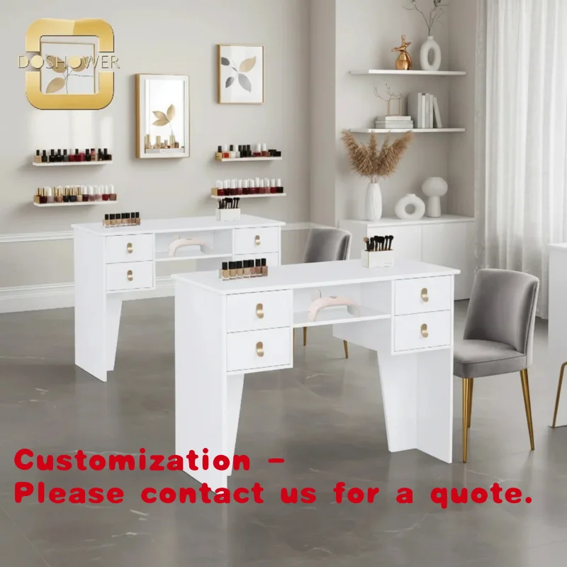 

Customize.Modern Single Nail Manicure Table with White Wood with Built-in Storage Drawers Nail Desk Professional Nail Art Sa