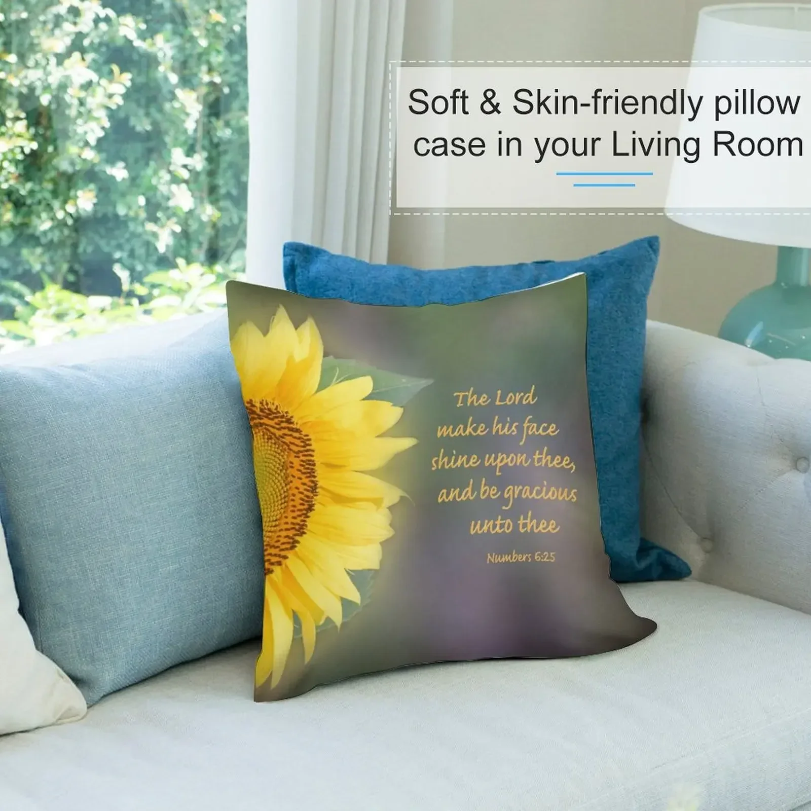 Girassol com versículo da Bíblia Almofada retangular Almofadas para sofá travesseiro