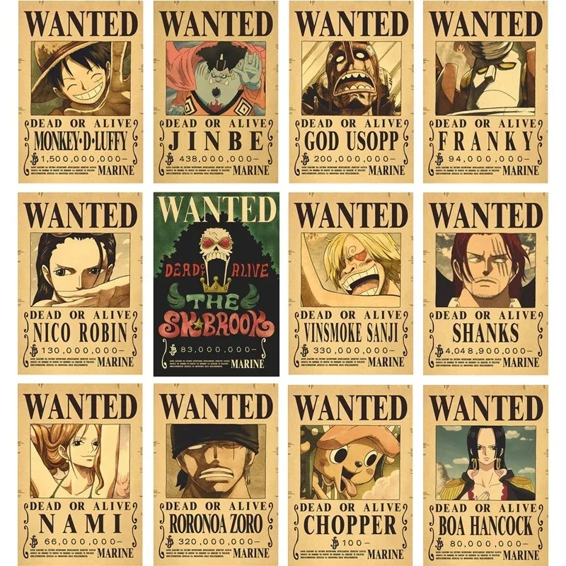 Pósteres de Anime One Piece, Luffy, Zoro, Cuatro Emperadores, Kid, Figuras de Acción, Decoración de Pared Vintage, Juguetes