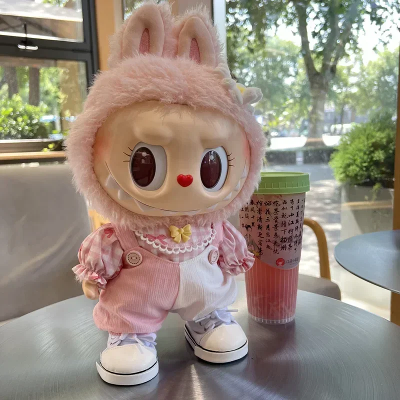 Labubu Rubble Vinyl Plush Doll First and Second Generation Spring Wild Summer Trendy Play Color Blocked Strap Pants Set