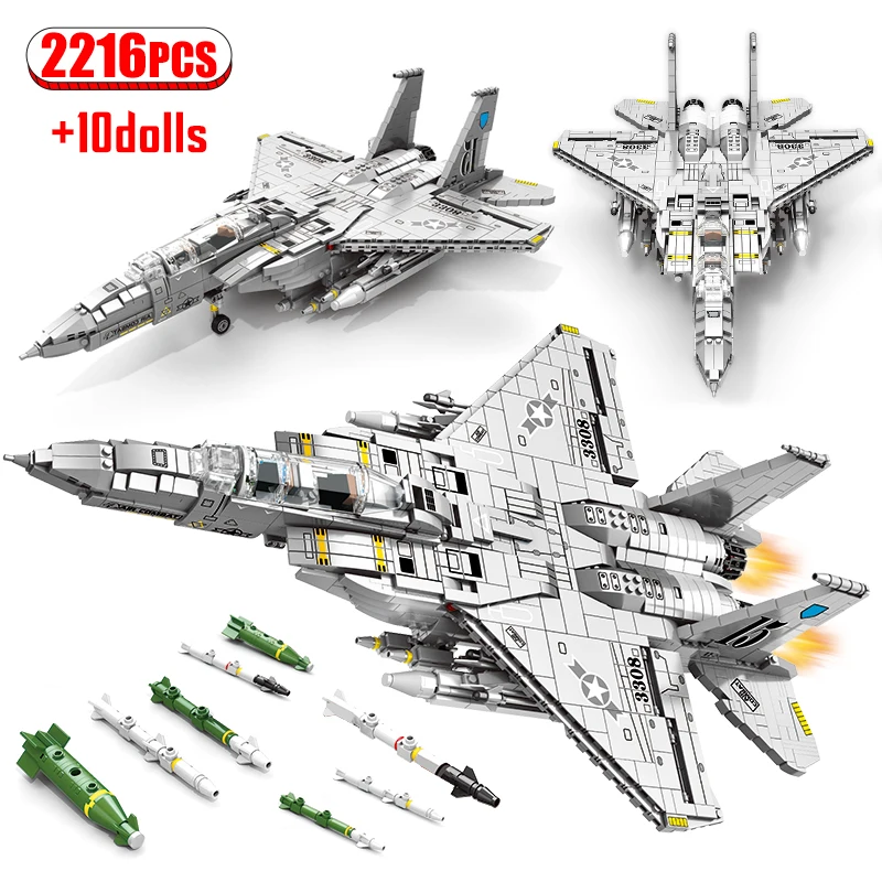 

2216 Pcs Military WW2 Airplane Fighter Model Building Blocks DIY Large Aircraft Weapons Kids Toys Blocks Boys Birthday Gifts