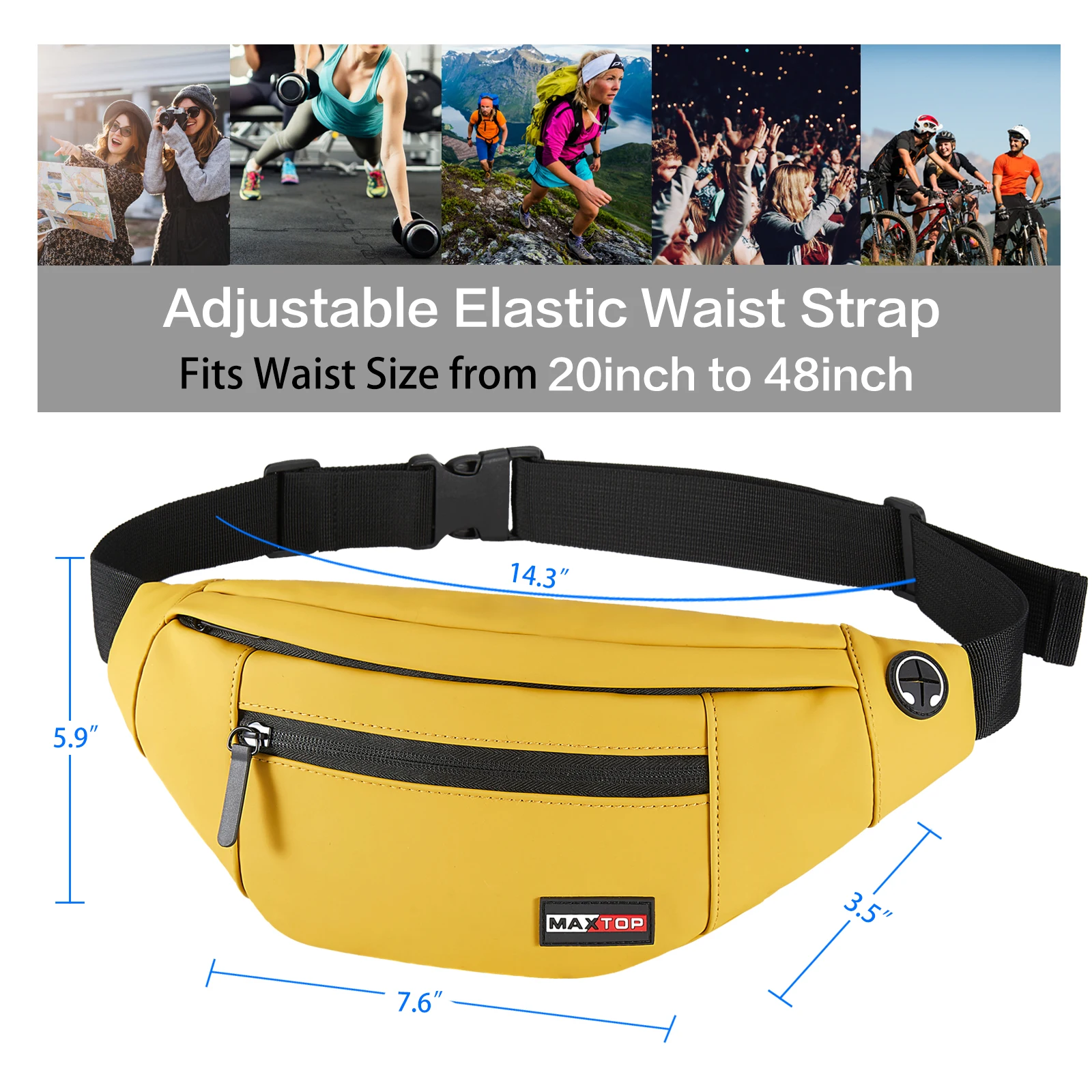 MAXTOP Large Fanny Pack for Men Women, Waterproof Sports Waist Bag Pack, Belt Bag for Travel Hiking Running,star girl y2k