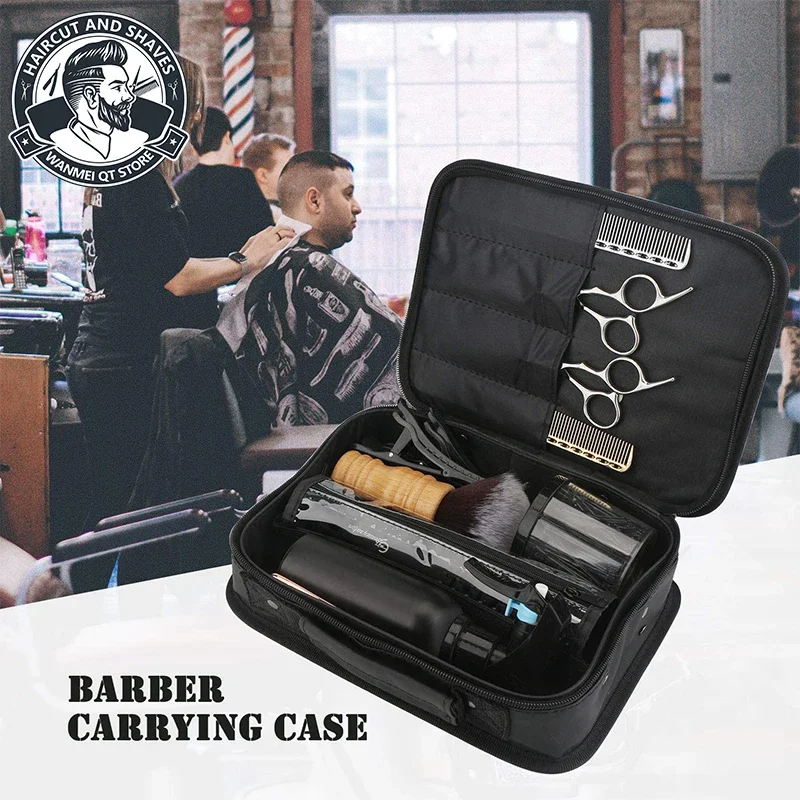 Professional Barber Carrying Case Stylist Tool Storage Bag for Clippers Scissor Clips Trimmer Grooming Kit Accessories Organizer