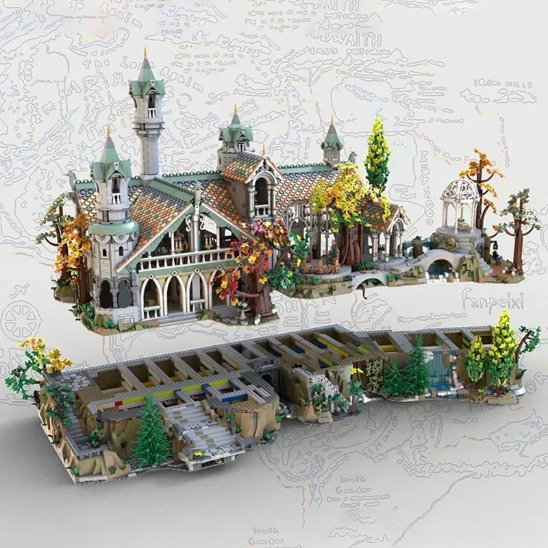 Rivendell Extension House And Mountain Base Architecture Moc Building Blocks Model Assembly Toys Children Festival Gifts