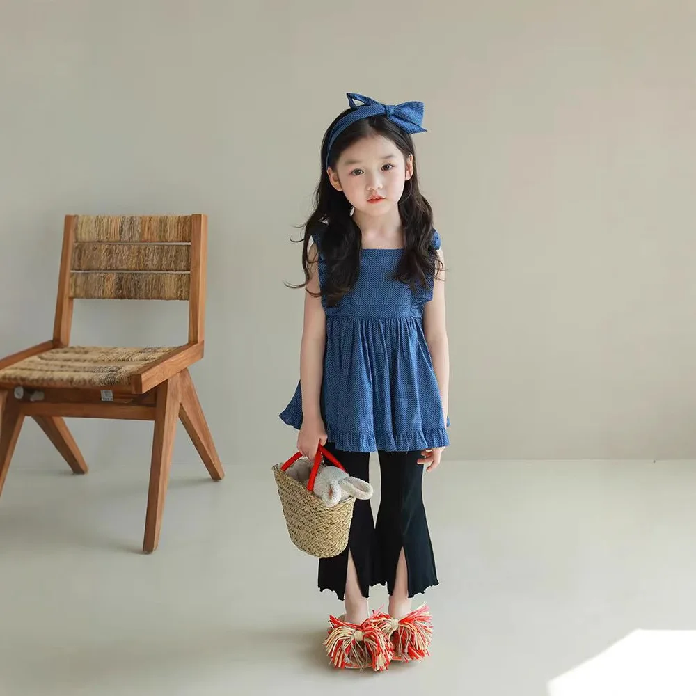 

Girls' Fungus Edge Shirt Set 2025 Summer New Girls' Exquisite Lace Set Fashion Casual Baby Suit