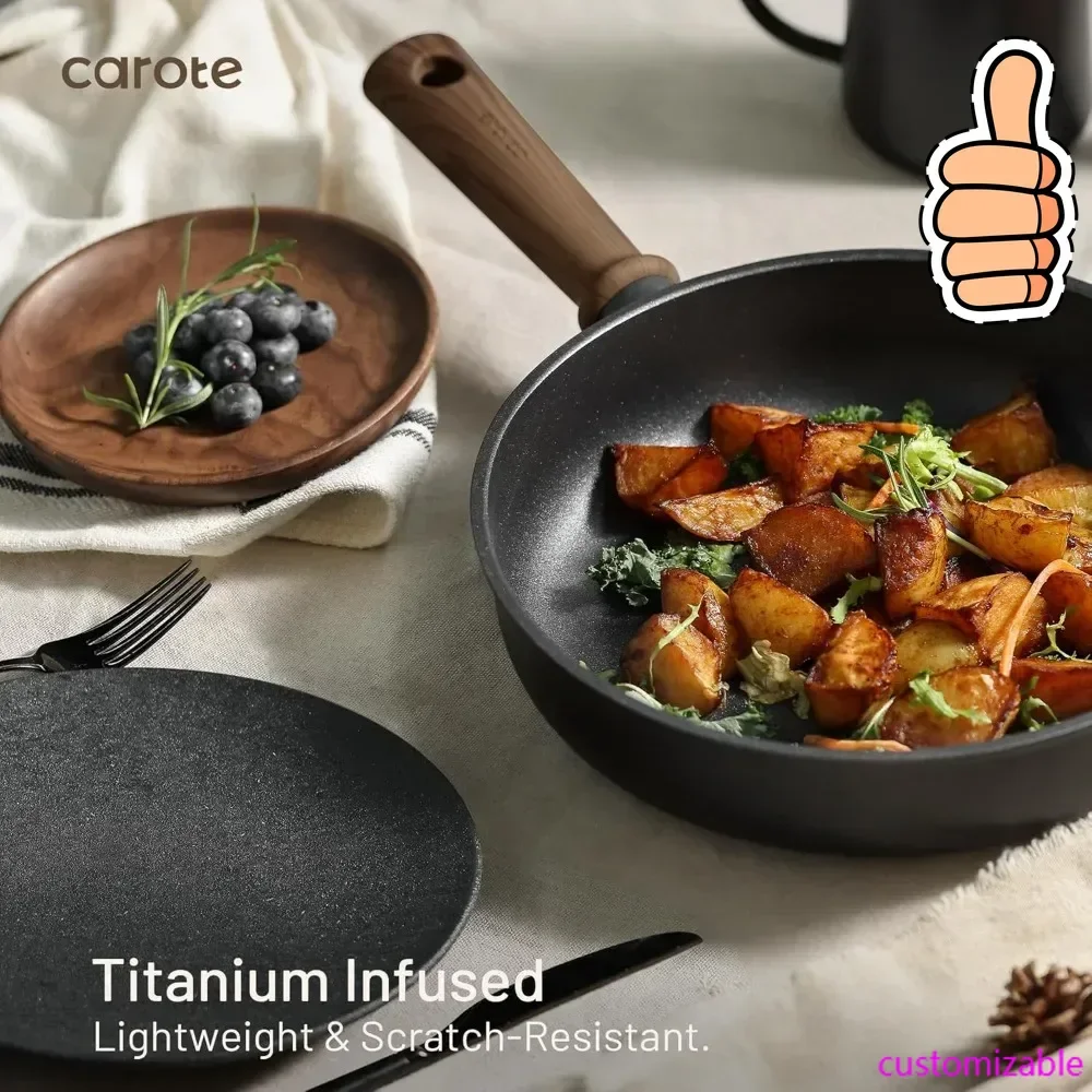 

НОВЫЕ кастрюли и сковородки с антипригарным покрытием, набор индукционной посуды, 16 кухонных наборов для приготовления пищи, кастрюля и сковорода с антипригарным покрытием и сковородой (PFOS)