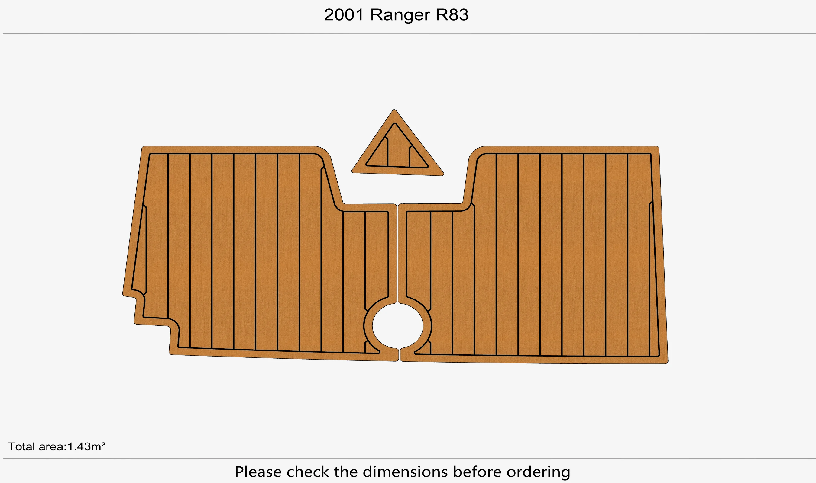 Marine Faux Teak EVA Non-Slip Mat - 2001 Ranger R83 Self-Adhesive 1/4