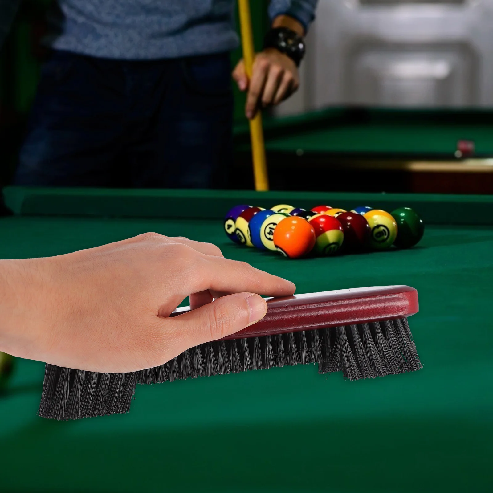 

2pcs Billiard Table Cleaning Brush Set Wood Wooden Brush Handle Pvc Bristles Durable For Room Tournament Home Use