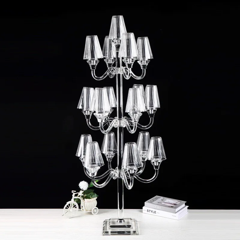 17 European crystal holders, multi-head windproof candle holders for and weddings, multi-head glass candle holders for home