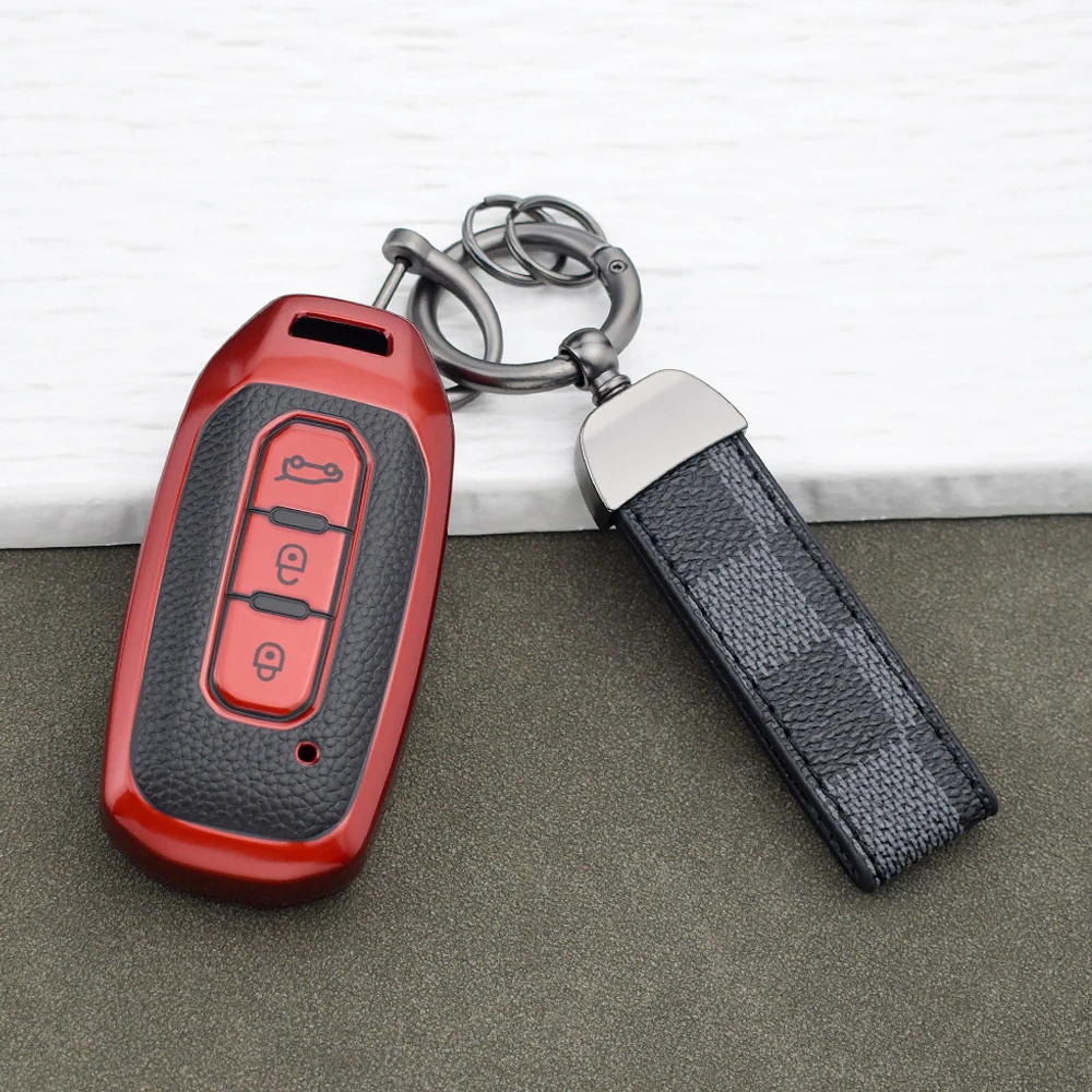 Leather Car Fob Key Cover for Ford Transit Custom Territory EcoBoost 2017-2021 Protector Auto Shell Holder Case