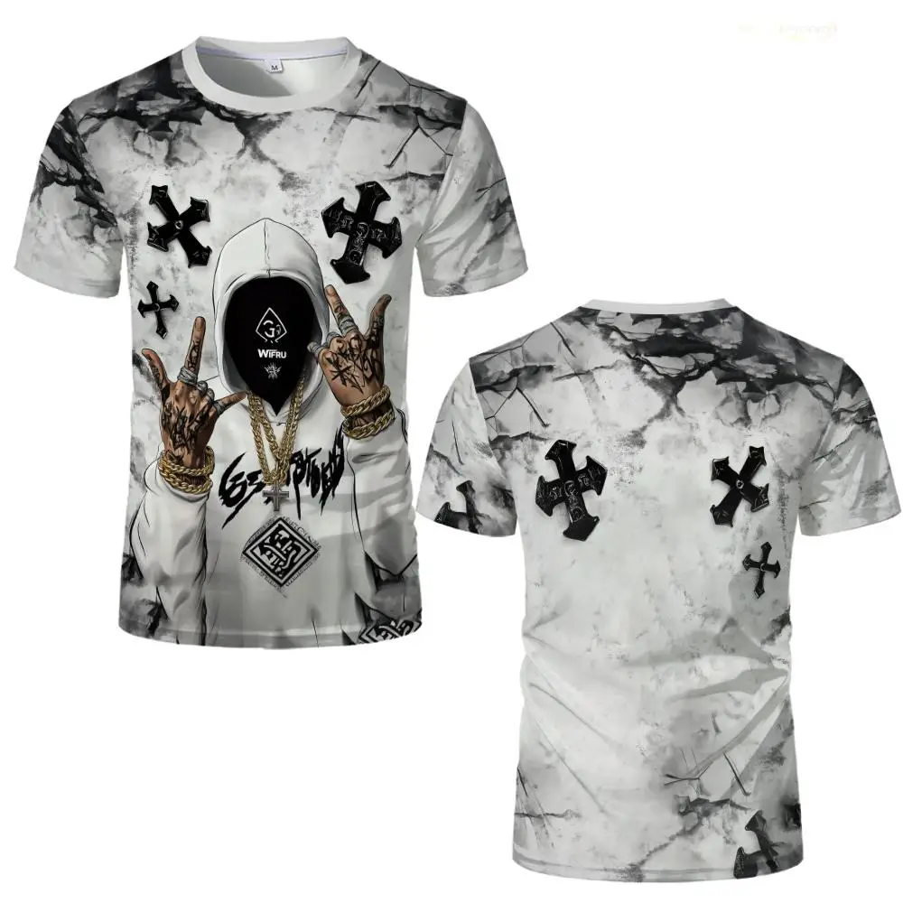 العصرية الراب نمط المتضخم الرجال المحملة الشارع الهيب هوب الكتابة على الجدران تي شيرت مطبوع تنفس القوطية ثقافة تحت الأرض الشارع الشهير