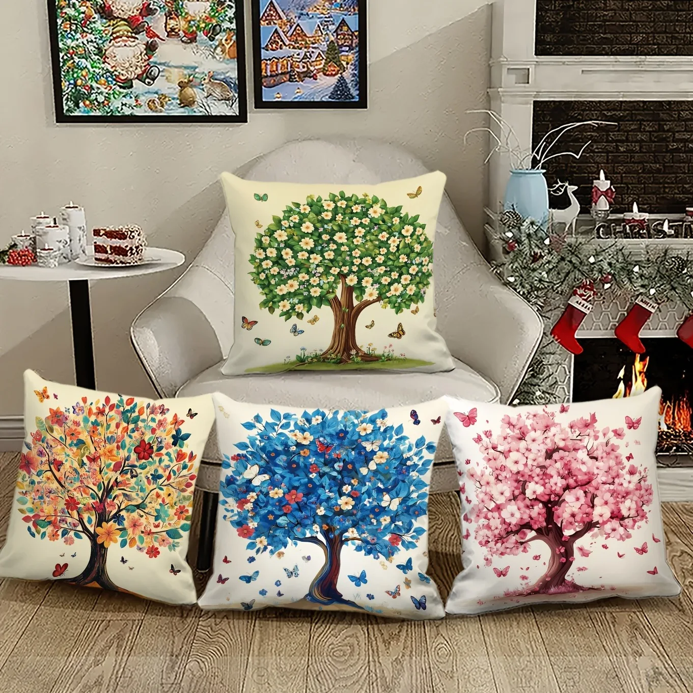 Sweet Home Family Theme Double-sided Printed pillow cover Short plush Suitable living rooms bedrooms sofas throw cushion cover