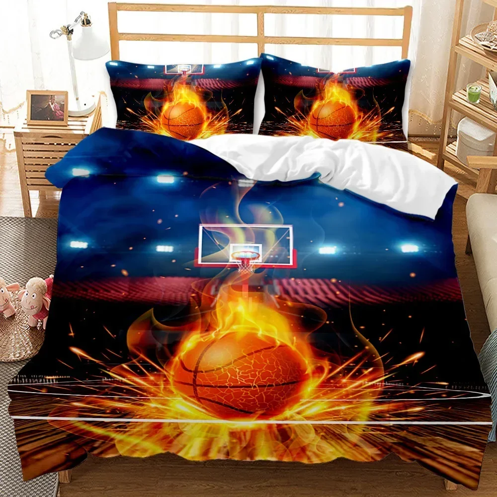 

Ball Sport Theme Basketball Fan Comfortable Duvet Quilt Cover Pillowcase Bedding Set Children Bedroom Decoration Home Textile