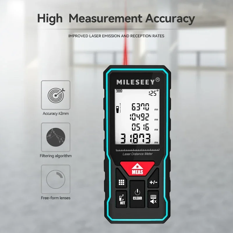 MILESEEY X6 Laser tape measure 40M 60M 80M 100M, Professional Rangefinder with angle display for DIY, Decorating, Building