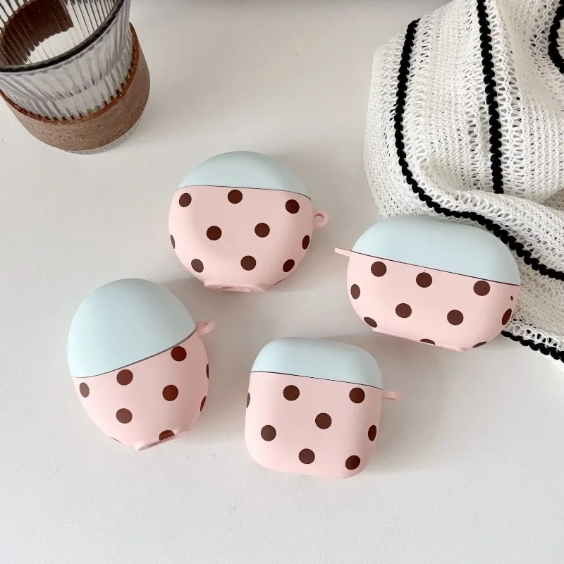 Fashion Exquisite Polka Dots Matte Bluetooth Earphone Protect Cover Case for Huawei FreeClip 2S FreeBuds 7i 6i SE2 SE3 Pro4 Pro5