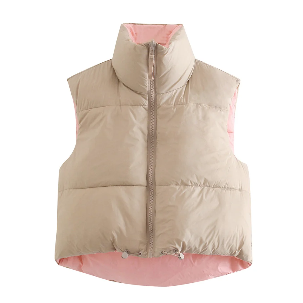 

New autumn and winter women's clothing fashion versatile sweet half high collar sleeveless double-sided cotton vest