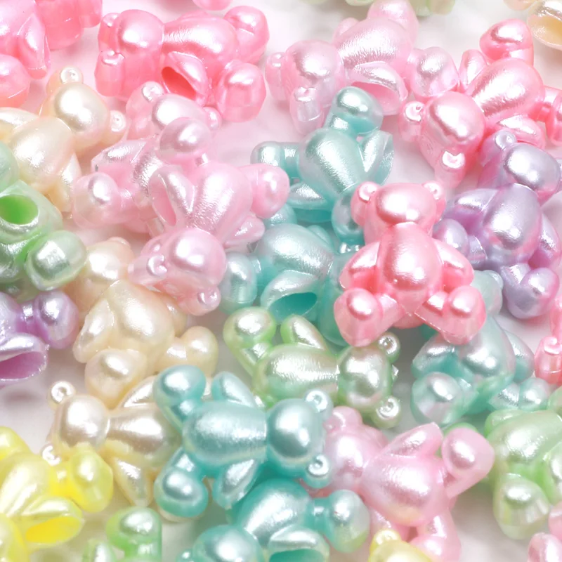 50pcs 12x14mm Shiny Cute Bear Beads Acrylic Loose Spacer Beads For Diy Jewelry Making Bracelet Necklace Earrings Handicrafts