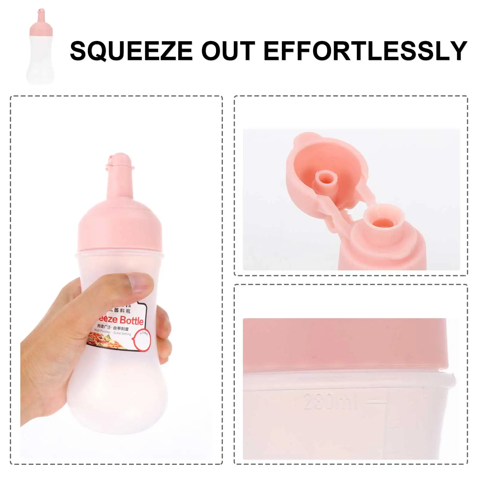 

3Pcs PP Condiment Squeeze Bottle Set Kitchen BBQ Sauce Dispenser Measuring Scale White for Cooking Baking Liquids