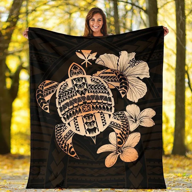 Vintage Turtle Floral Tropical Throw Blanket Soft Flannel All-Season Couch Bed Car Blanket Cozy Home Decor Gift