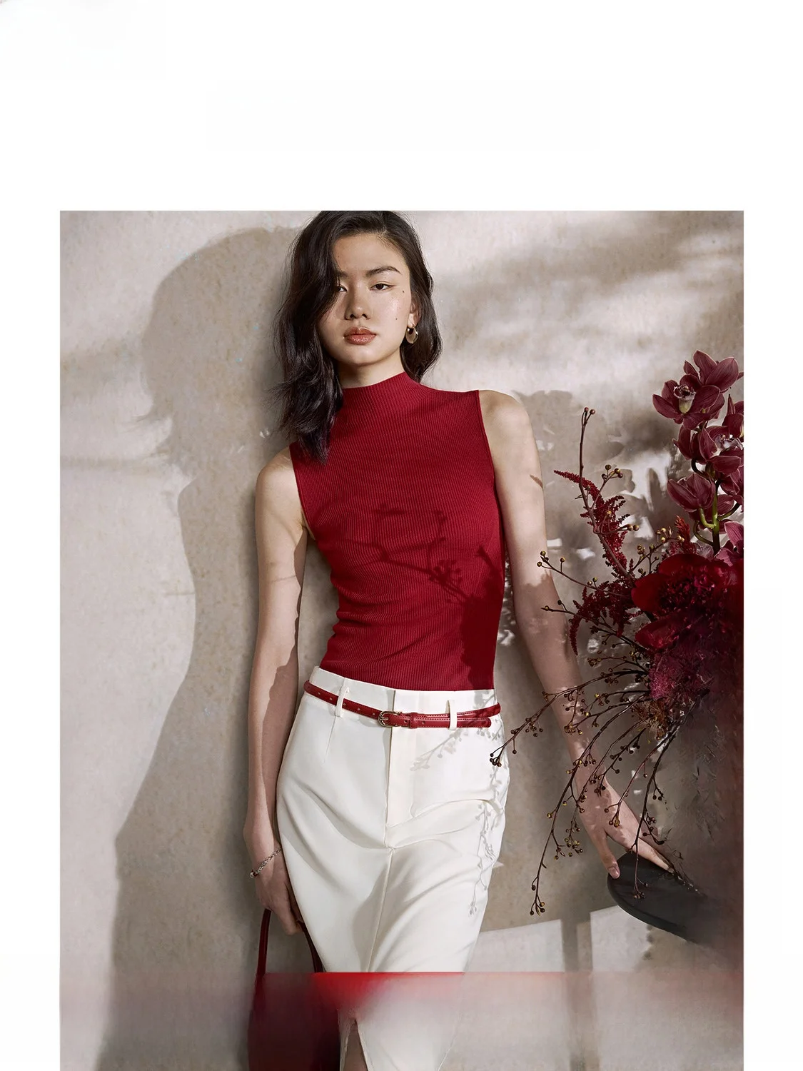 

Женский шерстяной вязаный жилет ZhiZhi с высоким воротником, осенняя новинка, красный топ, повседневный крой, мягкий шерстяной трикотаж