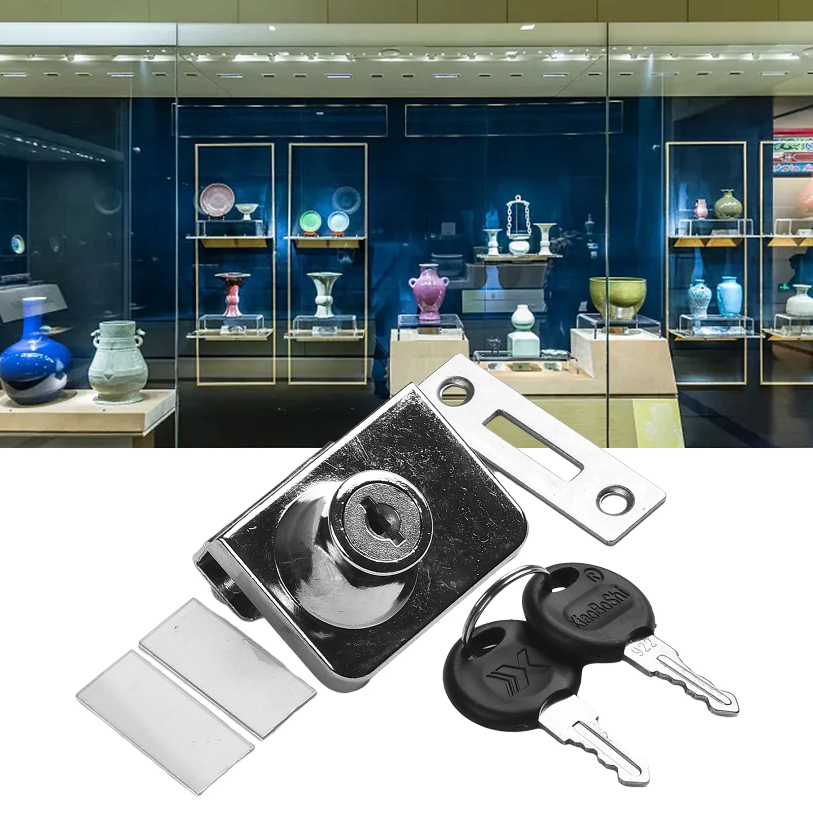 1pcs Glass Display Cabinet Door Lock Security Double Door Lock With Keys Non Opening For 5-8mm Glass Door Home Hardware