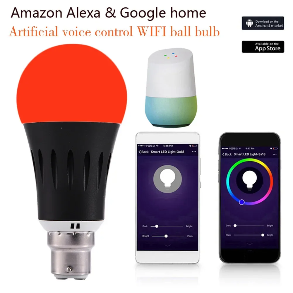 Imagem -05 - Lâmpadas Conduzidas Melery-espertas B22 Wifi 12w Cor Branca Rgb Morna e Fresca Controlo a Distância por Alexa Google Home