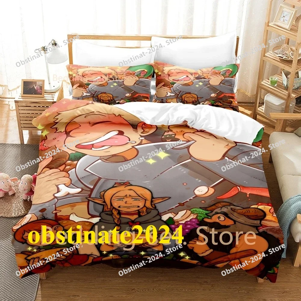 

Delicious in Dungeon Bedding Set Single Twin Full Queen King Size Bed Set Adult Kid Bedroom Duvet cover Sets Anime Bed Sheet Set