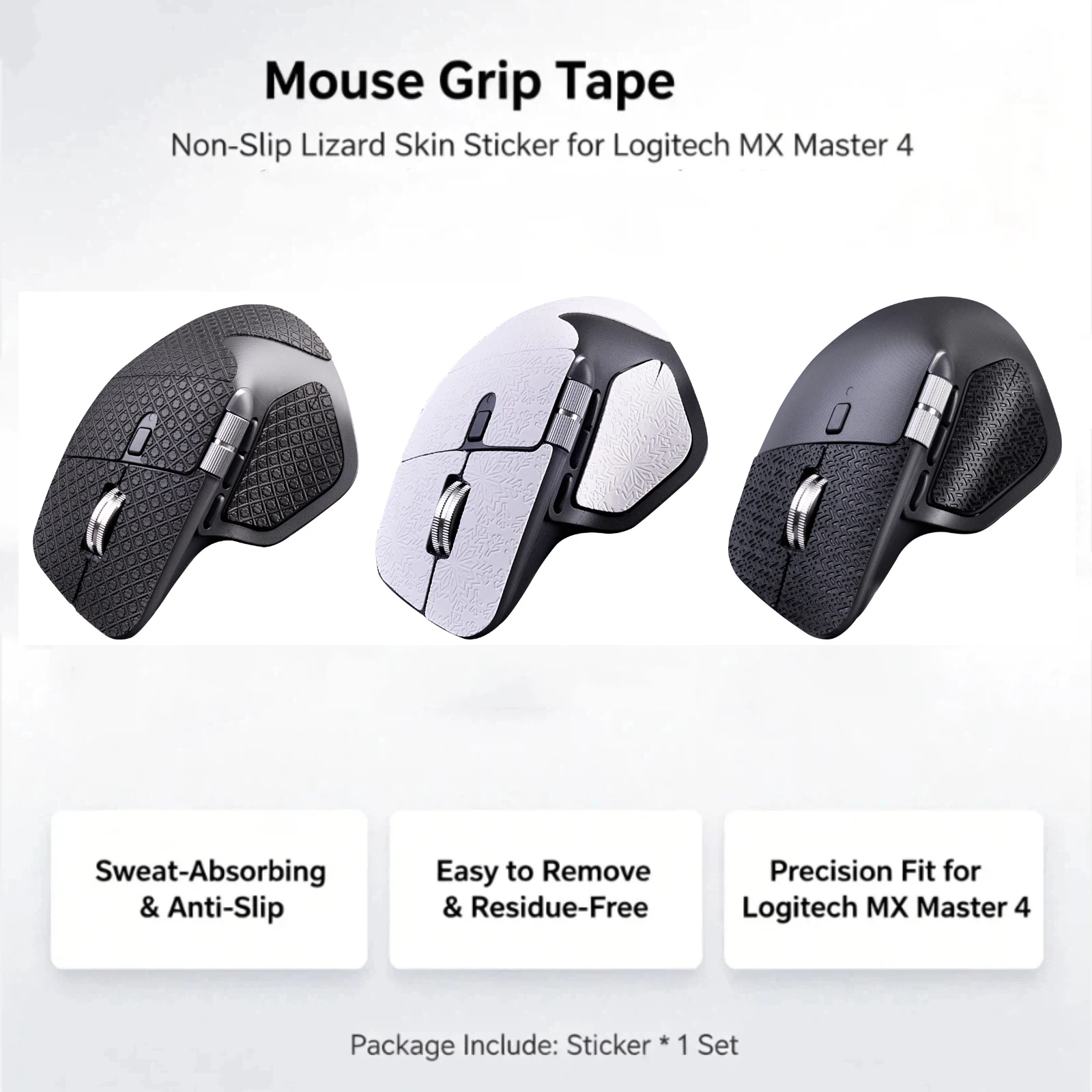 Für Logitech MX Master 4 Kabellose Maus Griffband Handgefertigter Aufkleber Rutschfestes Eidechsenhaut-Schweißabsorbierendes Band für MX Master4