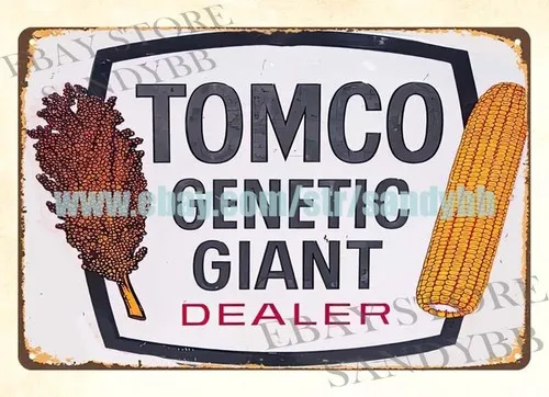 Tomco Genetic Giant Dealer seed corn metal tin sign wall decor more