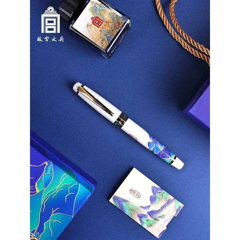 New P-alace Museum Stationery Chinese National Style Fountain Pen Set Exquisite Calligraphy Practice Pen 0.7mm Gold Plated Nib