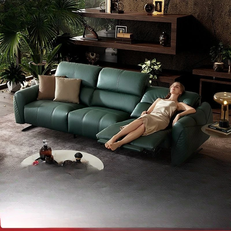 Zero wall all leather high-end functional sofa, American light luxury first-layer cowhide