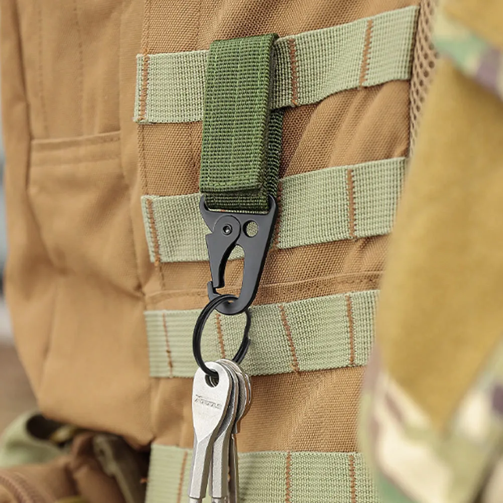 

5 Pcs Green Thick Fabric Strong Buckles Durable Nylon Iron Belts Outdoor Gear Clip Suitable Hiking Camping