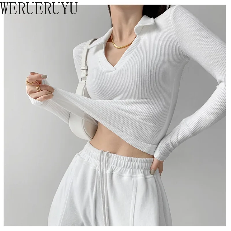 Knitted Sexy T Shirt Long Sleeve Top Women Y2k Clothes Autumn Winter  Fashion Solid Color Stretch Slim T-shirt for Women 2024