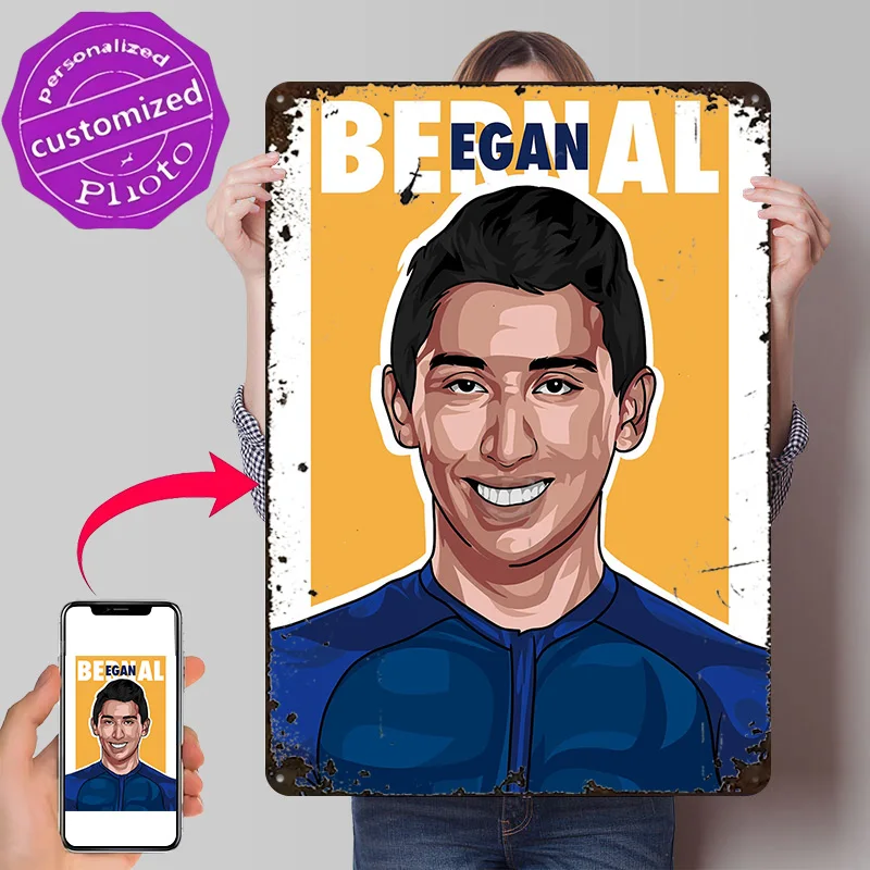 Постер с 3D-текстурой Egan Bernal, персонализированное настенное искусство, ретро-металлические таблички для декора интерьера, украшения для гостиной