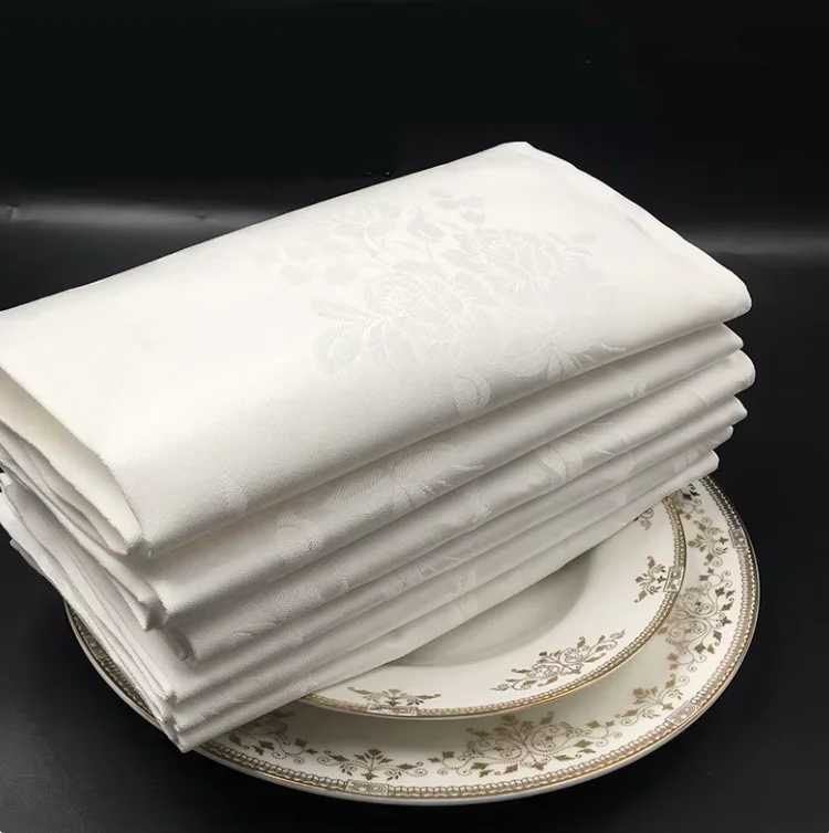 10pcs Cotton Napkins Cloth Party Supplies Cloth Napkin Wedding Napkins Thicken White Jacquard Dinner Table Napkin Cloth 3 Sizes