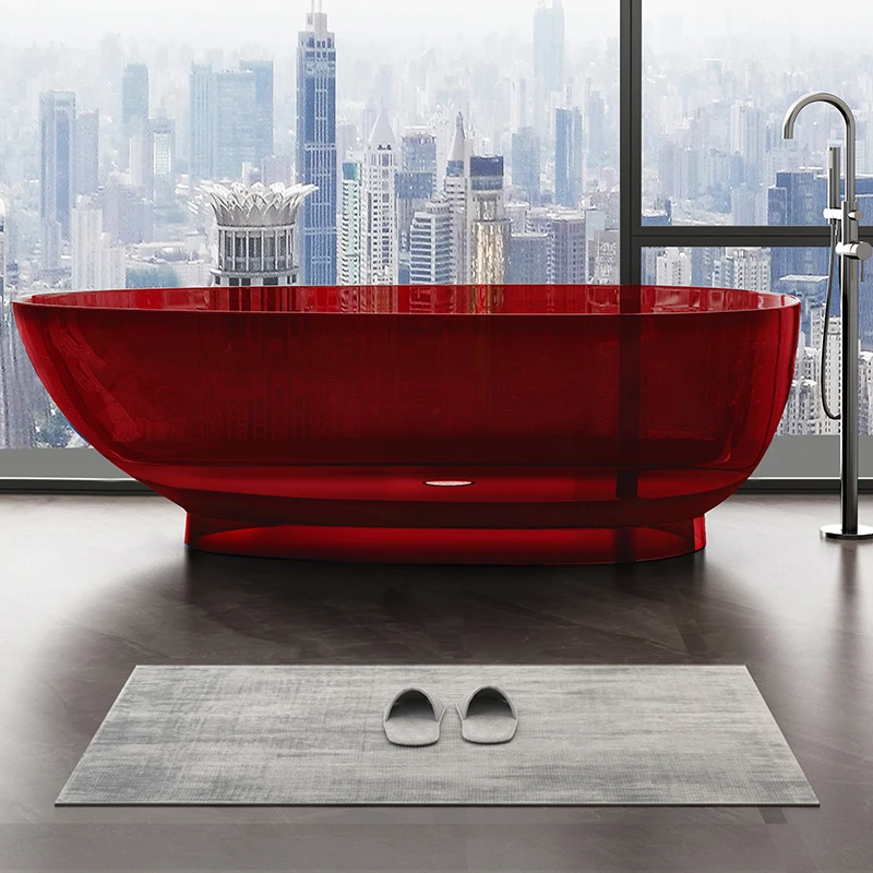 Bathtub,Luxury Virgin Acrylic Egg Shape Transparent Bathtub Freestanding, Custom Colors Deep, Soaking Clear Bathtub ,For Hotel