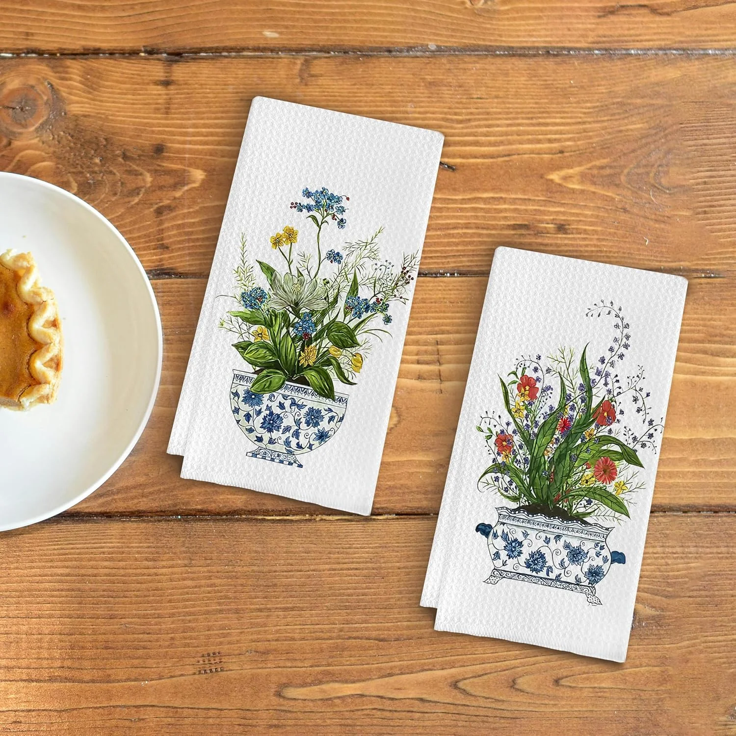 2Pcs, Hand-Painted Porcelain Vase Bouquet Kitchen Towels, 40Cm*60Cm Towel Set, Best Kitchen Towels, Super Absorbent Soft Cleaning Cloth, Cooking and Baking Tea Towels, Hand Towels, Cleaning Cloths, Dishcloths, Kitchen Decor, Living Room Decorations, Kitchen Essentials, Home Essentials