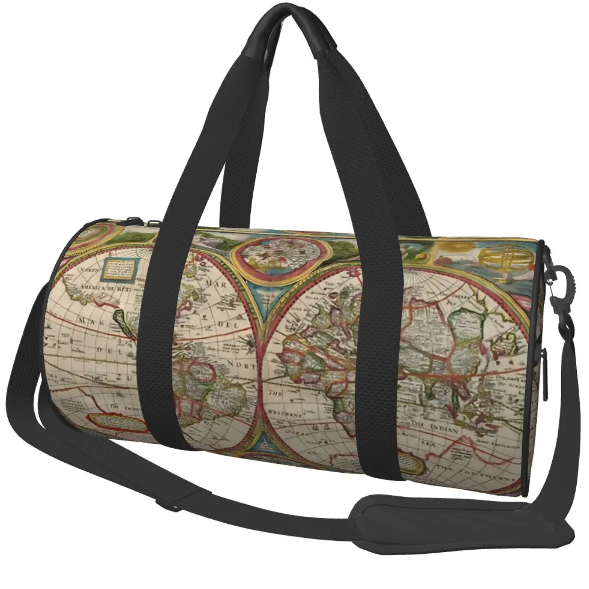 

Vintage Map Of The World Gym Bag Portable Sports Bags Gym Accessories Training Custom Handbag Colorful Fitness Bag For Men Women