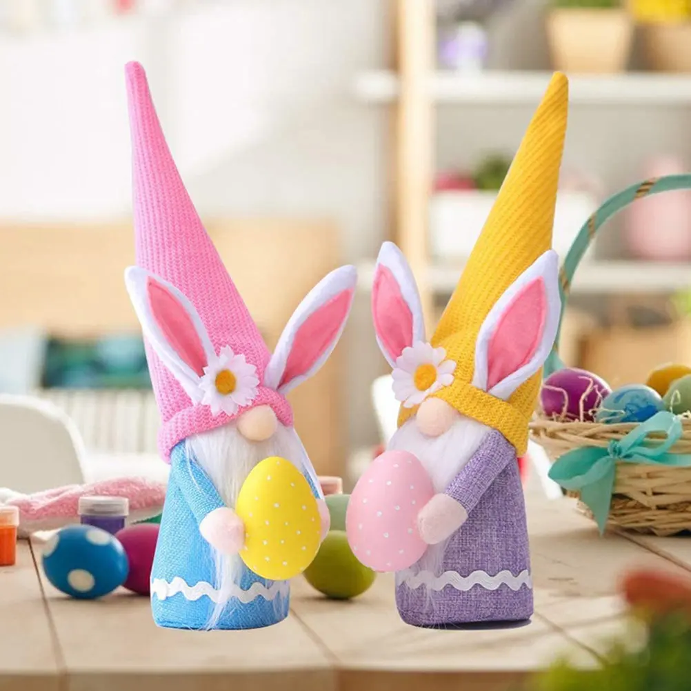 

3Pcs Easter Bunny Gnomes Long Hat Rabbit Easter Decoration Gnome Ornaments Home Desk Shelf Party Favor Desktop Rabbit Gnome