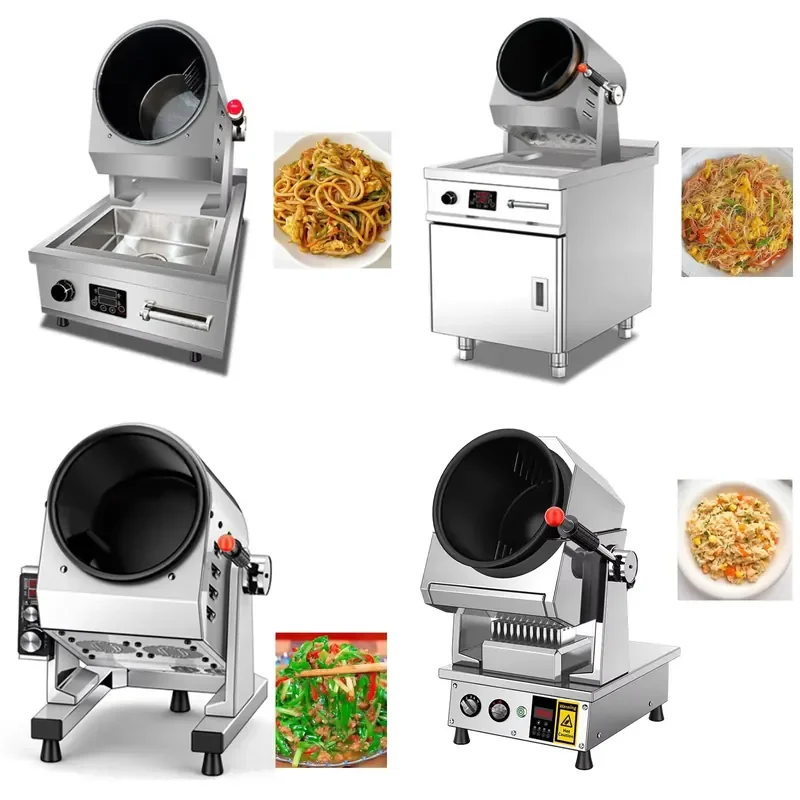 2026 Commercial Automatic Wok Cooking Machine Cooking 5kw burner Pot Rotate Drum Stir Fry Electric Fryer Chef With Sink
