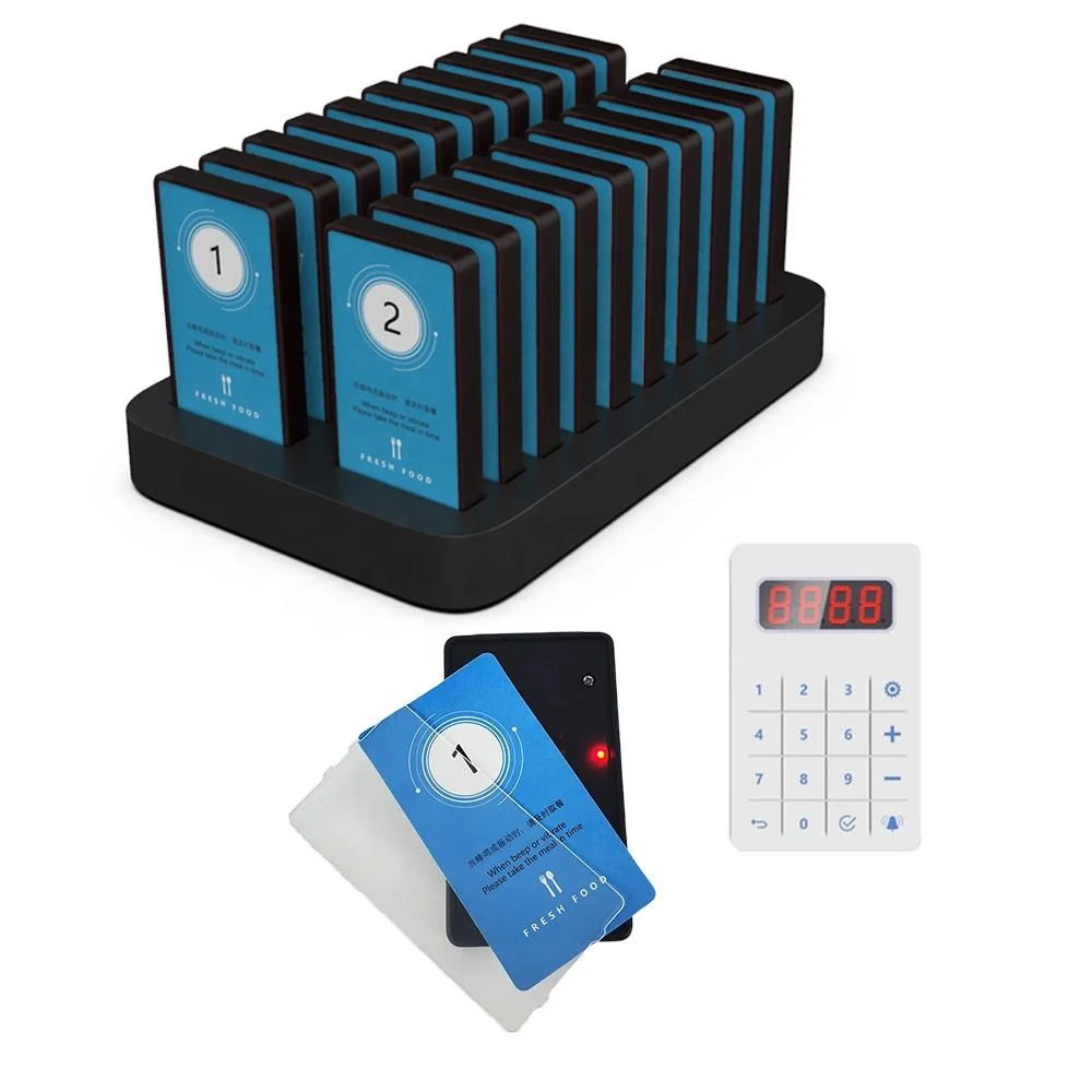 

X JT-9102 Водонепроницаемые вибрирующие квадратные пейджеры (20 шт.) с сенсорным передатчиком для управления очередью в кафе