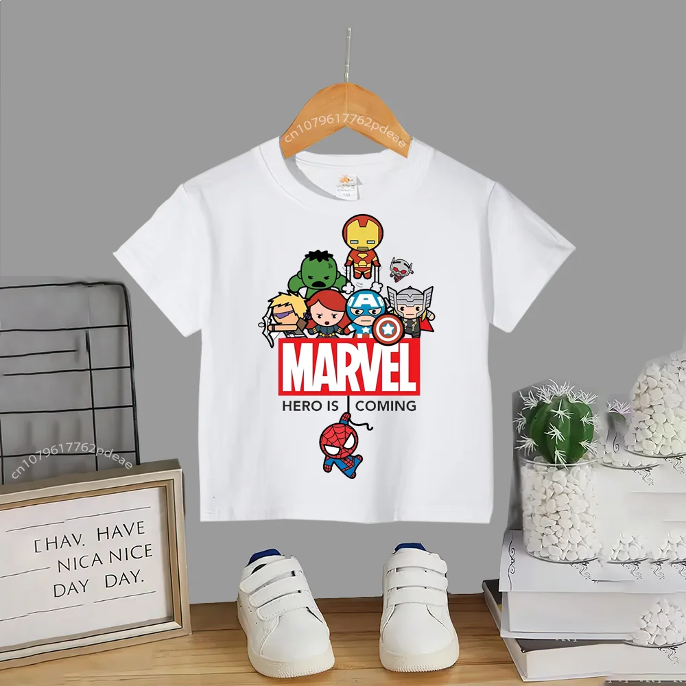 Teen Hip Hop Style 100% Cotton T-shirt Baby Baby Outdoor Cartoon Print Comfortable Round Neck Cotton T-shirt Boys Girls Short