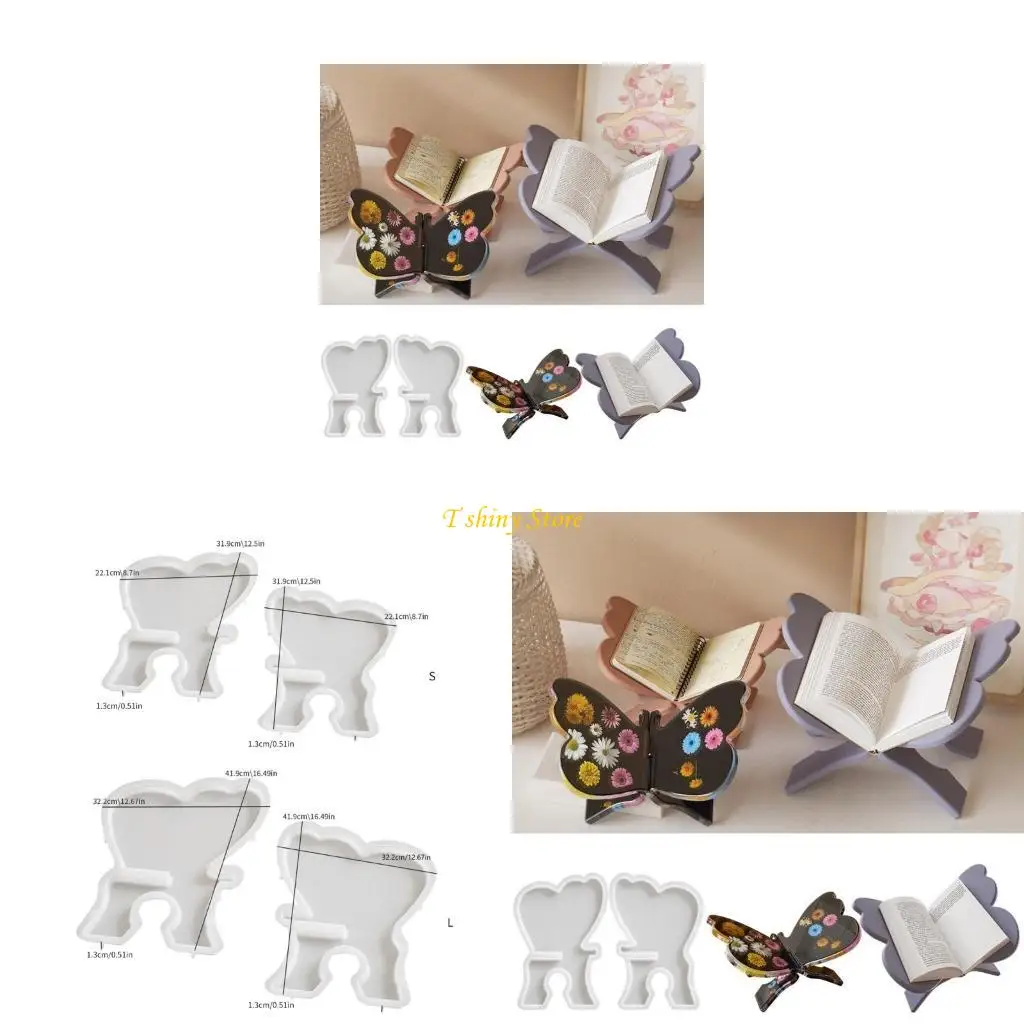 

N58F Silicone Butterfly Reading Stand Moulds Portable Bookrest Molds Butterfly Book Holder Mold for Students and Professional