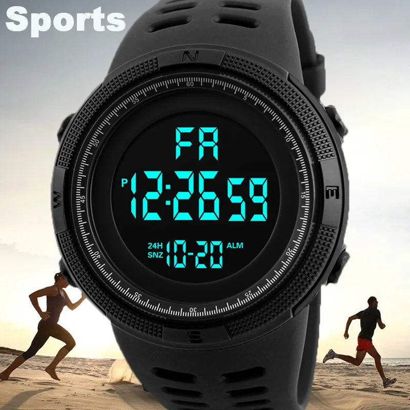 YIKAZE reloj Digital para hombre, pulsera deportiva militar, esfera de 49mm, relojes electrónicos LED, reloj deportivo multifunción para estudiantes