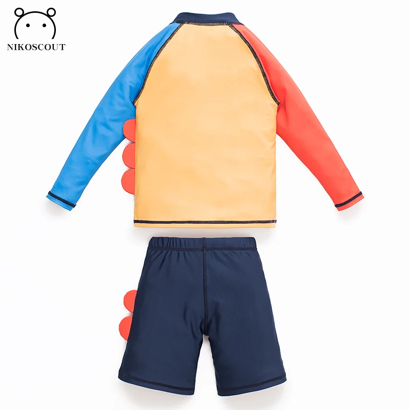 Children's Swimsuit Quick-Drying Baby Boy Two Years Old 3 Years Old Split Sunscreen Long-Sleeved Kidsren's Summer Cute Dinosaur Swimsuit